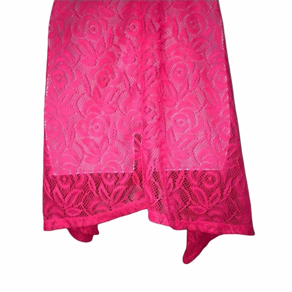 OP Ocean Pacific Swimsuit CoverUp Juniors L 11 13 Hot Pink Floral Beach Tank - Picture 8 of 9